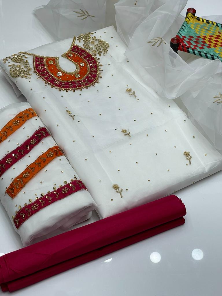 New Eid Banarsi Indian  Handmade+aari zari beeds and gotta Work applic Collection 2K25