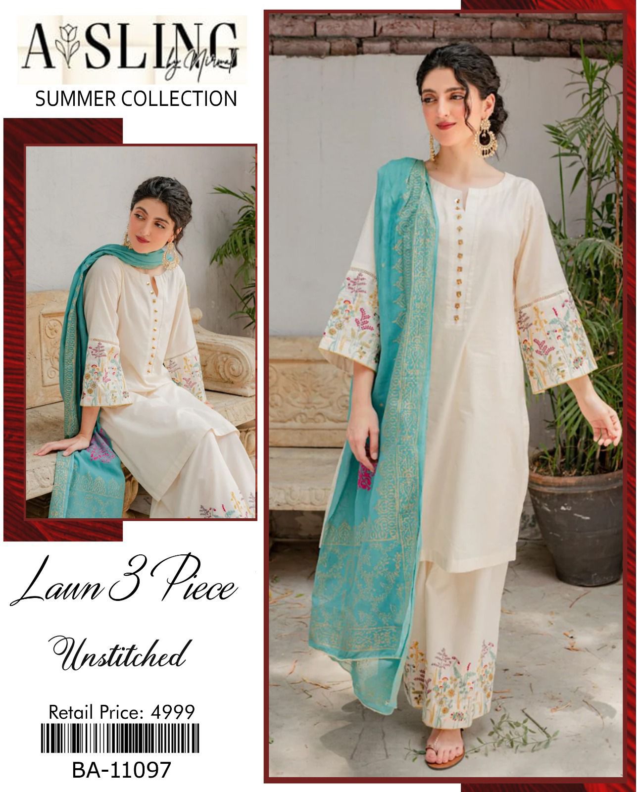 3 PIECE EMBROIDERER LAWN EID COLLECTION